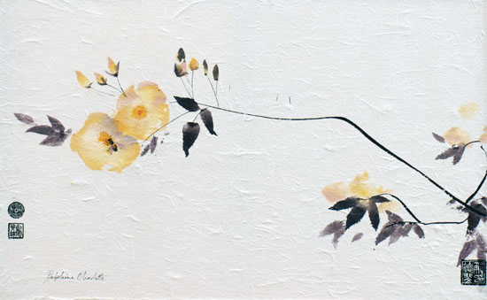 Peinture d'arbres et de fleurs