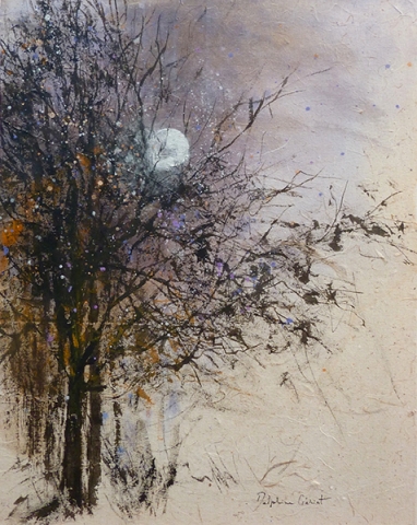 Encre lune dans les arbres