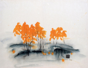 Peinture paysage à l' encre