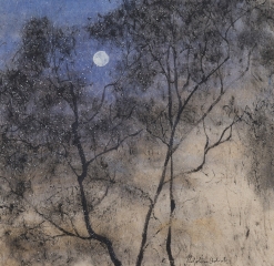 Arbres lune Encre et pigments