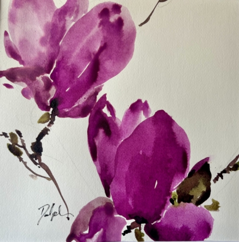Delphine Geliot peinture lavis encre Magnolia