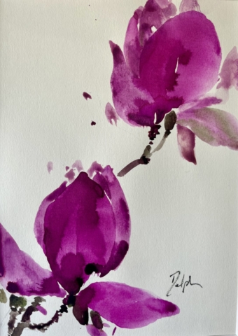 Delphine Geliot peinture lavis encre Magnolia