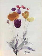 Delphine Geliot peinture lavis encre tulipes