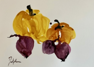 Delphine Geliot peinture lavis encre vie silencieuse Courges