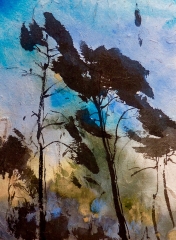 Encre et pigments sur papire de riz Delphine Geliot